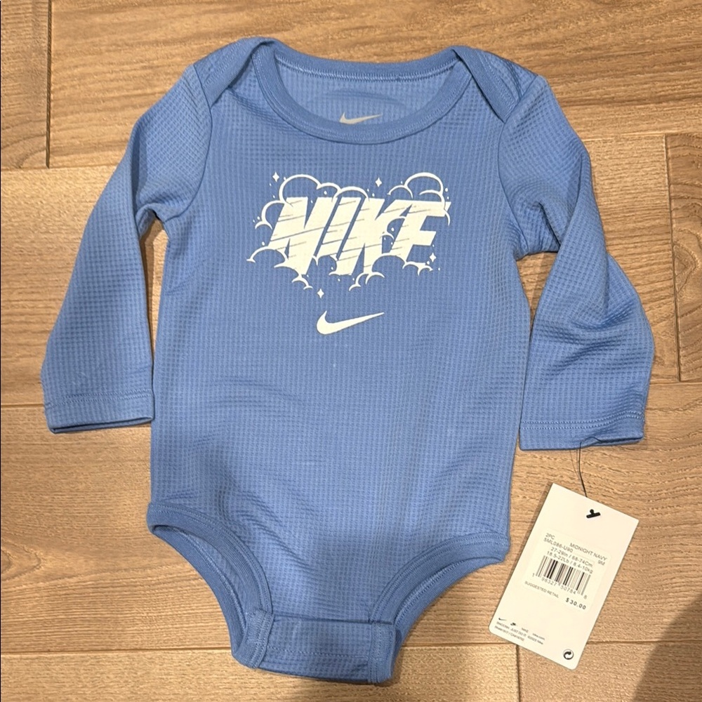 Nike Blue and White Bodysuit with Iconic Logo